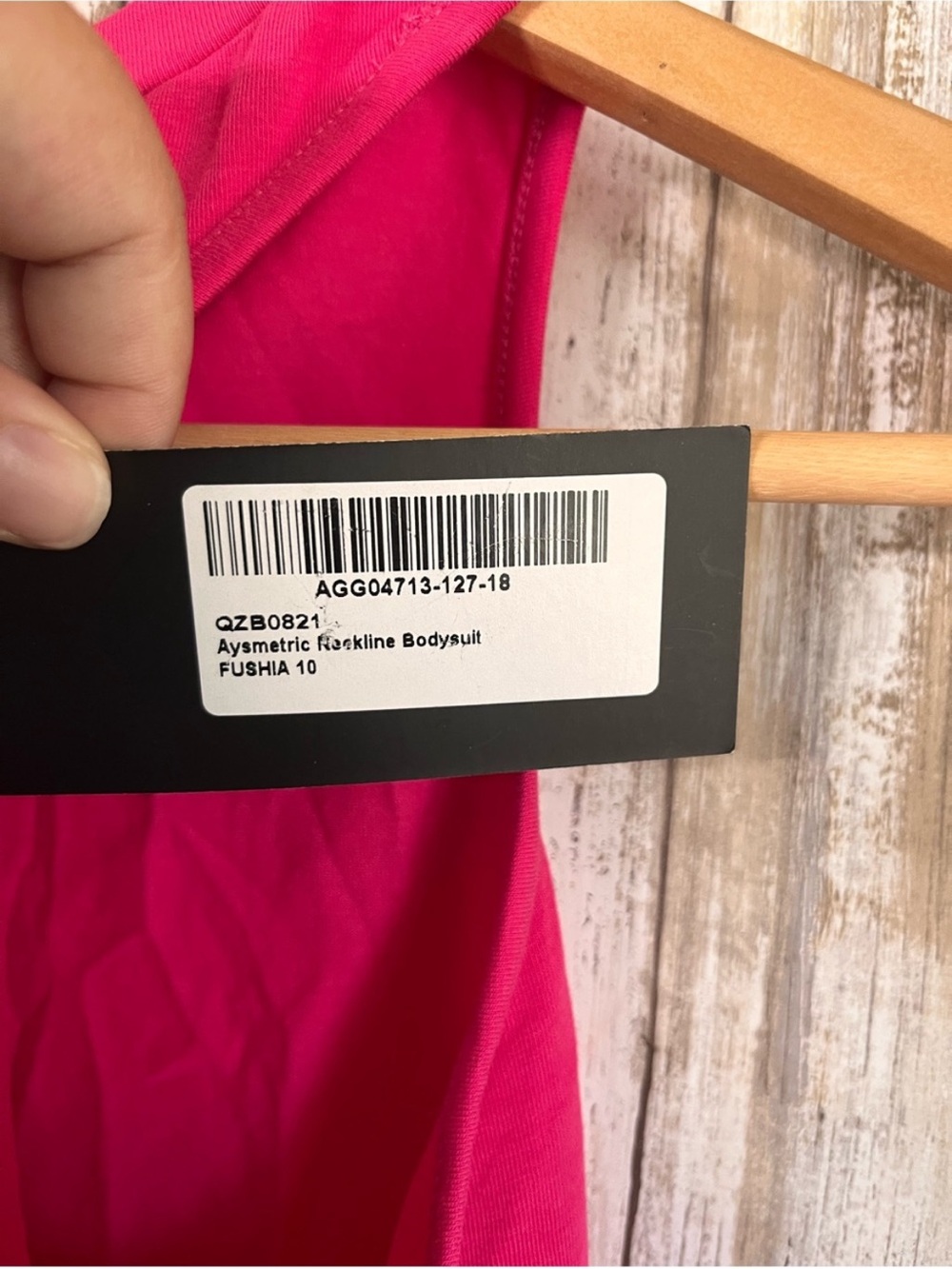 NWT Nasty Gal Asymmetric Neckline Bodysuit Fuchsia Pink Size 6 - Picture 5 of 6
